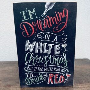 Christmas Holiday White Red Wine Decor Sign
